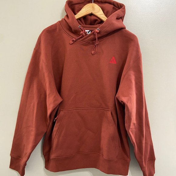 Nike ACG Heavyweight Stone Red Fleece Hoodie Sweatshirt Size L CW4490-670 NEW
